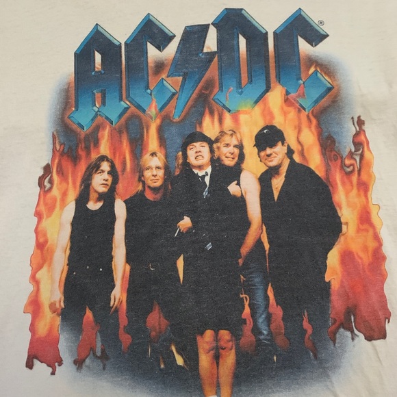 Anvil Other - Vintage AC/DC Stiff Upper Lip Tour White Short Sleeve T-Shirt Size Large